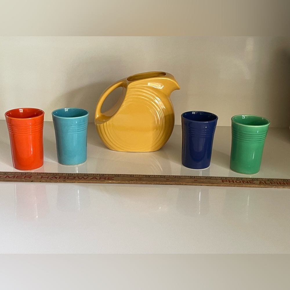Vintage Fiesta Juice Pitcher and Tumblers